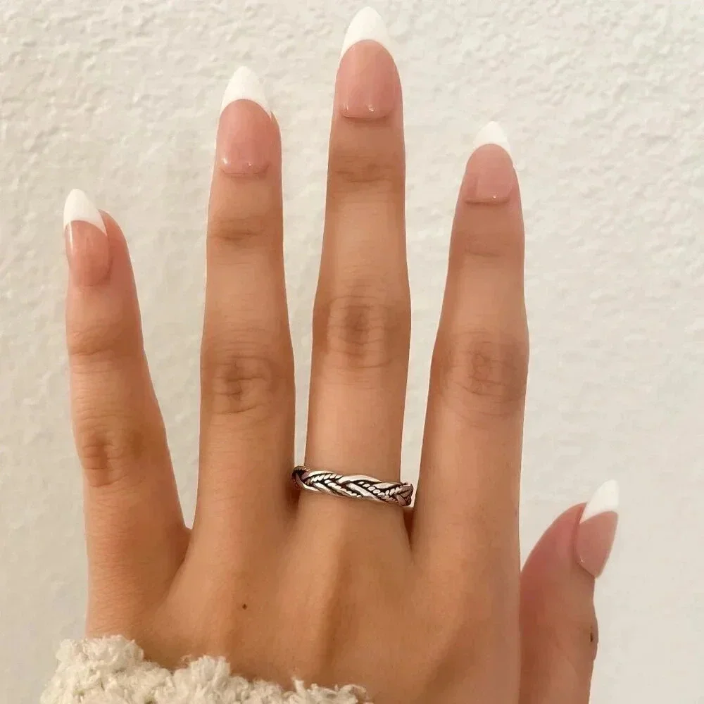 925 Sterling Silver Minimalist Ring Dainty Ring Twist Ring Band Geometric Ring